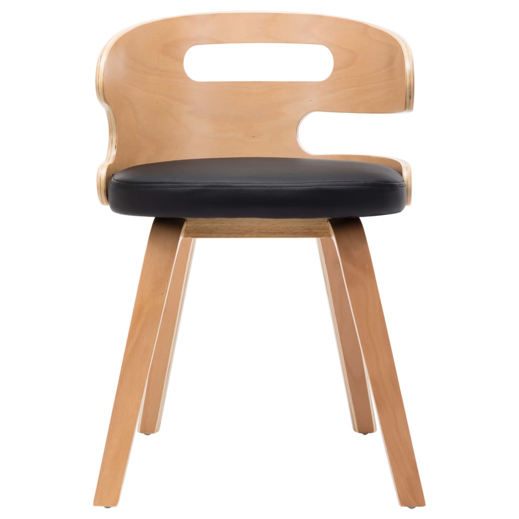 Dining chairs, 4 pcs., black, bentwood and faux leather