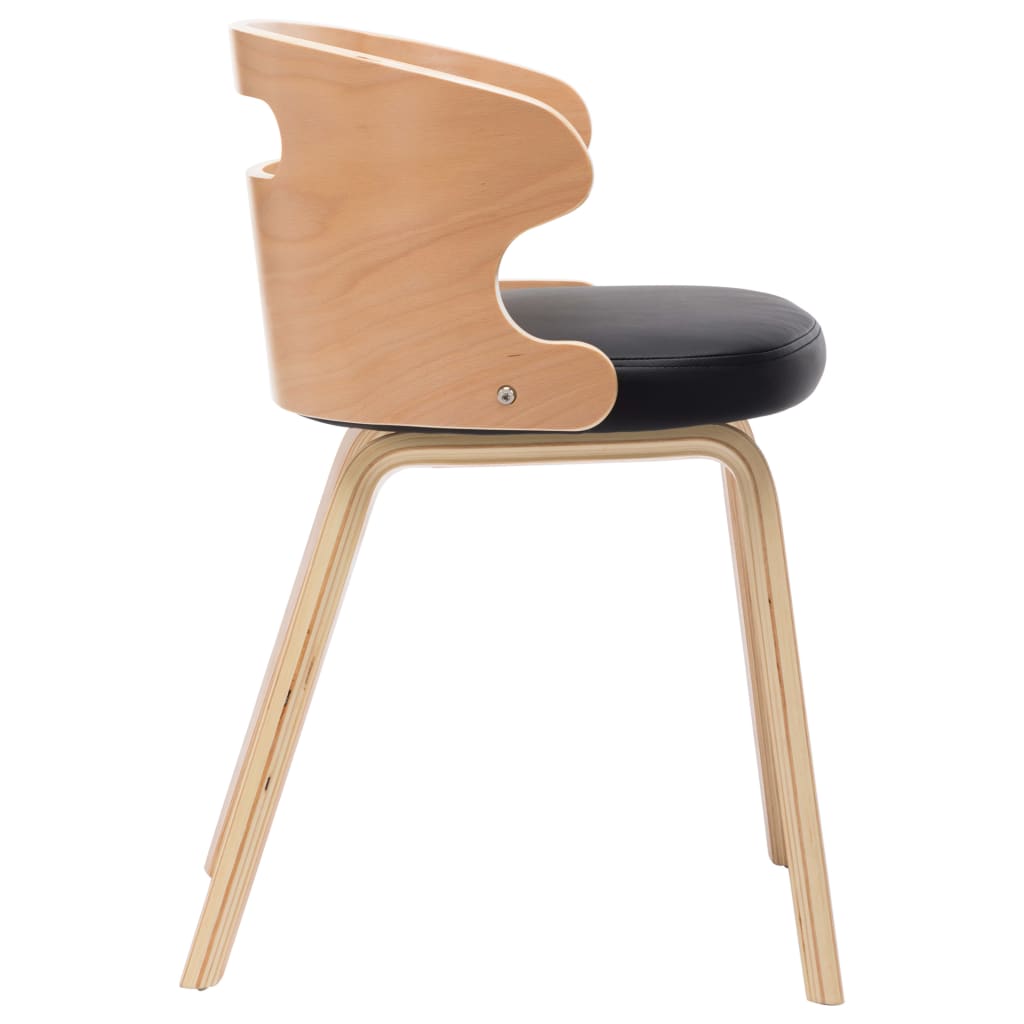 Dining chairs, 4 pcs., black, bentwood and faux leather