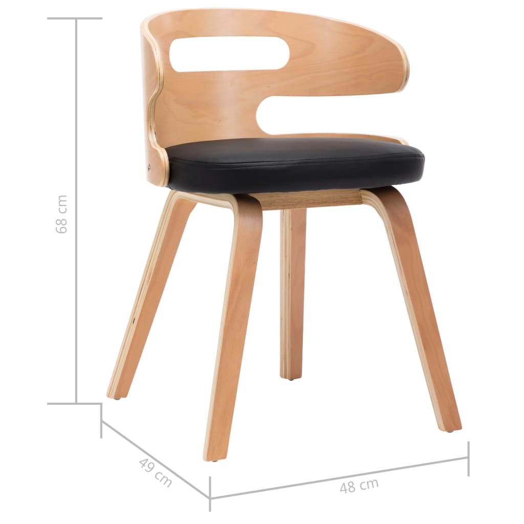 Dining chairs, 4 pcs., black, bentwood and faux leather