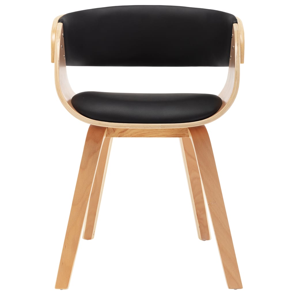 Dining chairs, 6 pcs, black, bentwood and faux leather