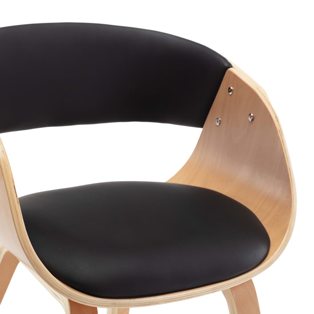 Dining chairs, 6 pcs, black, bentwood and faux leather