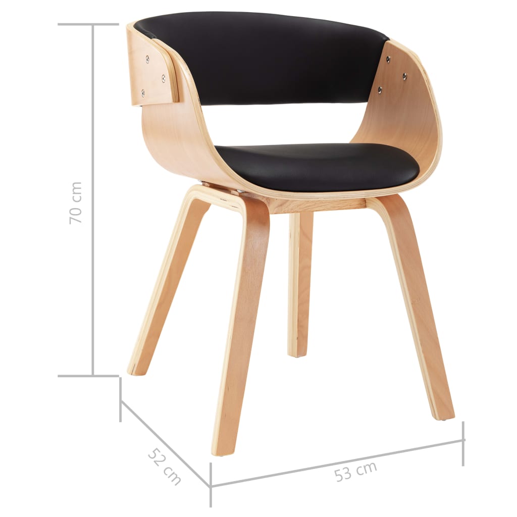 Dining chairs, 6 pcs, black, bentwood and faux leather