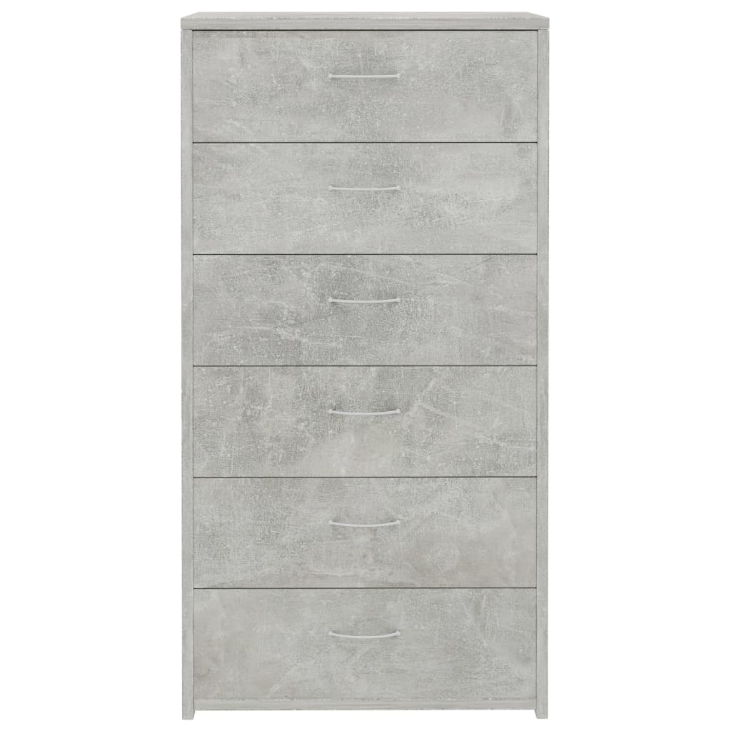 Šoninė spintelė su 6 stalčiais, betono, 50x34x96cm, mediena