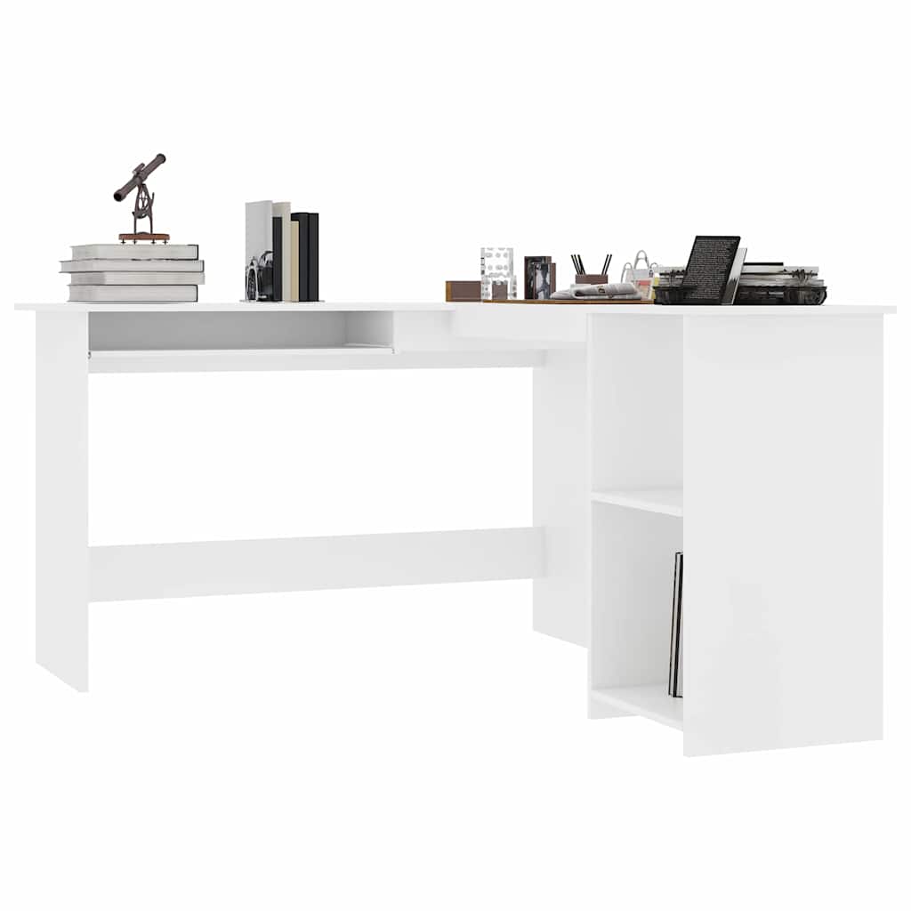 Kampinis stalas, baltas, 120x140x75cm, mediena, L formos