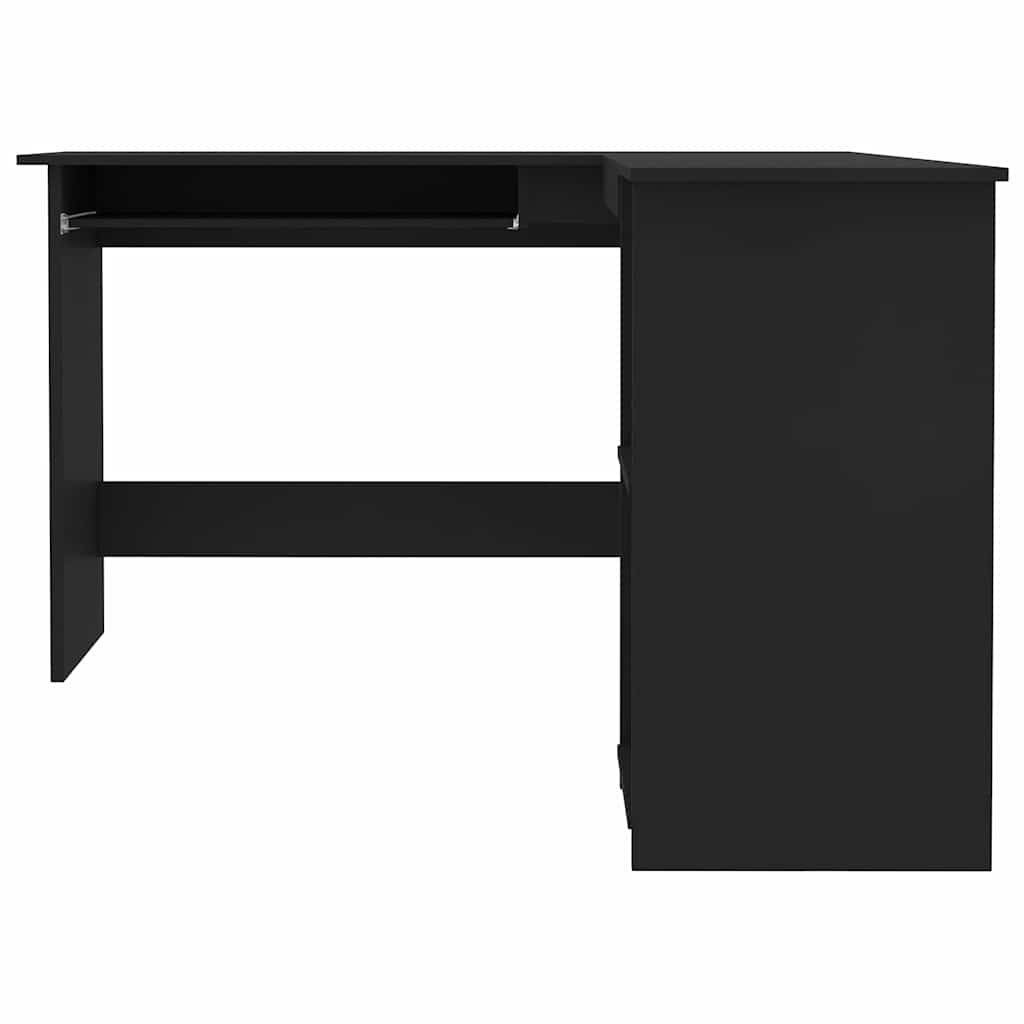 Kampinis stalas, juodas, 120x140x75cm, mediena, L formos