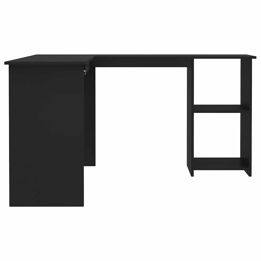 Kampinis stalas, juodas, 120x140x75cm, mediena, L formos