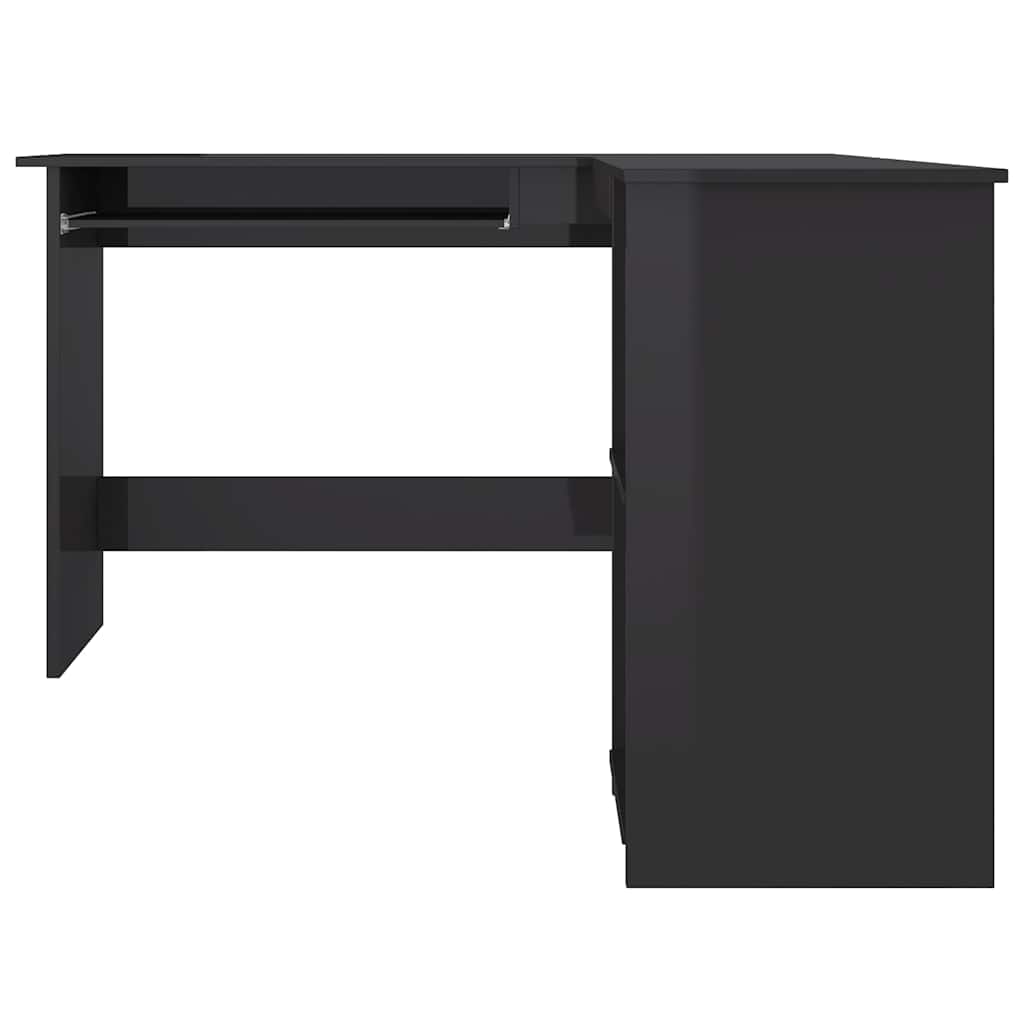 Kampinis stalas, juodas, 120x140x75cm, MDP, L formos, blizgus