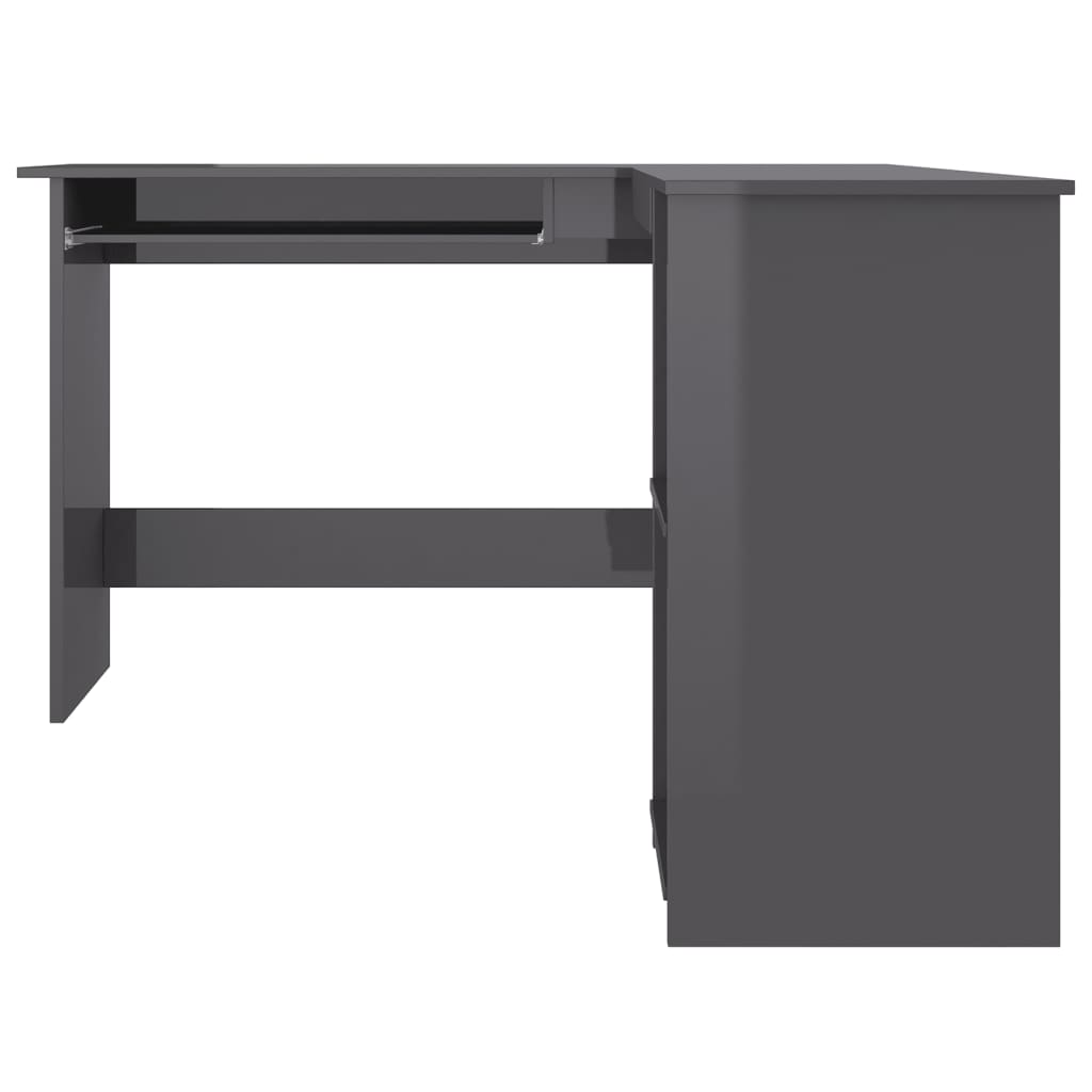 Kampinis stalas, pilkas, 120x140x75cm, MDP, L formos, blizgus