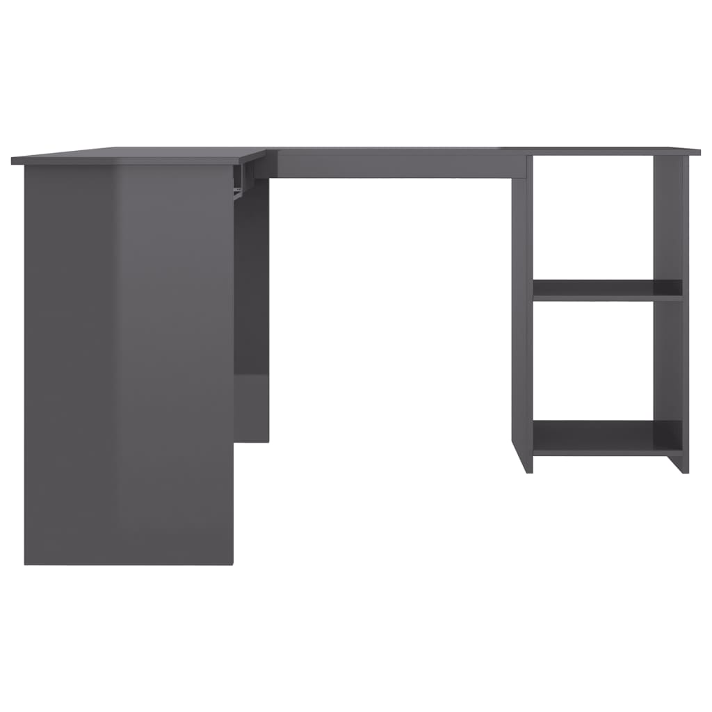 Kampinis stalas, pilkas, 120x140x75cm, MDP, L formos, blizgus