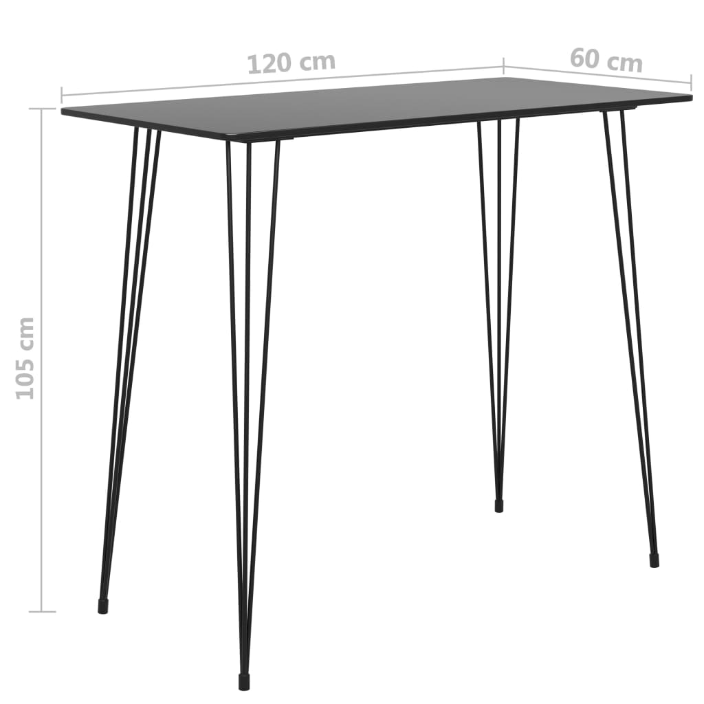 Bāra galds, melns, 120x60x105cm