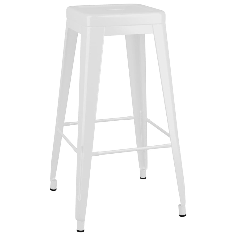 Baro taburetės, 2vnt., baltos spalvos, metalas, sukraunamos