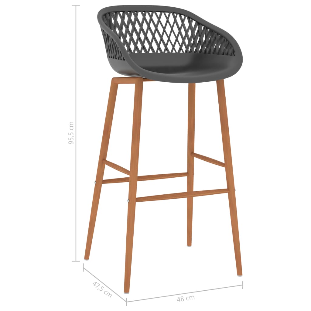 Bar stools, 2 pcs., grey