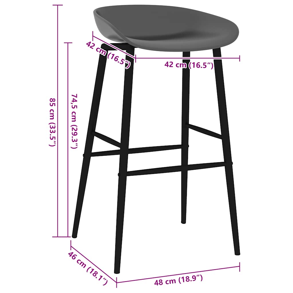 Bar stools, 2 pcs., grey