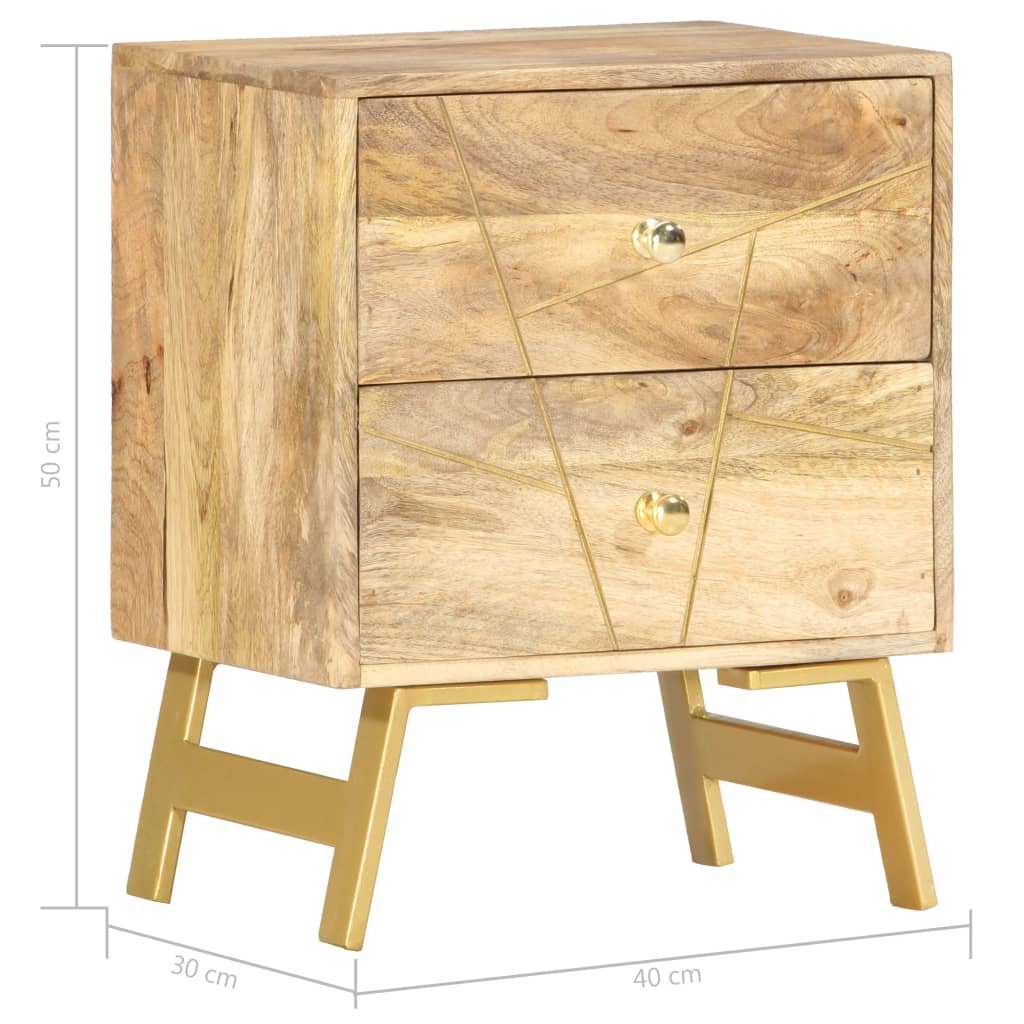 Bedside cabinet, 40x30x50cm, solid mango wood