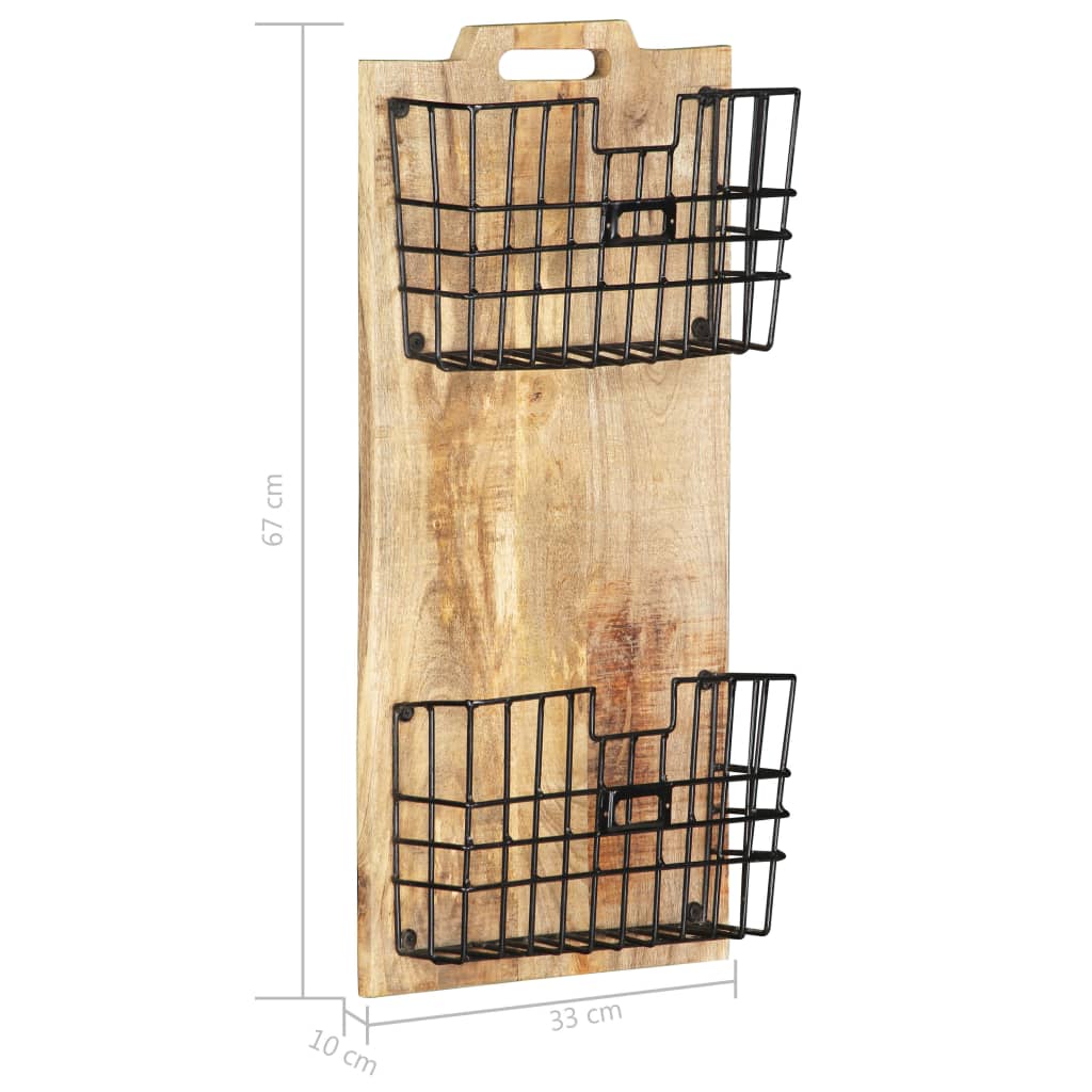 Prie sienos montuojamas stovas žurnalams, 33x10x67cm, mango
