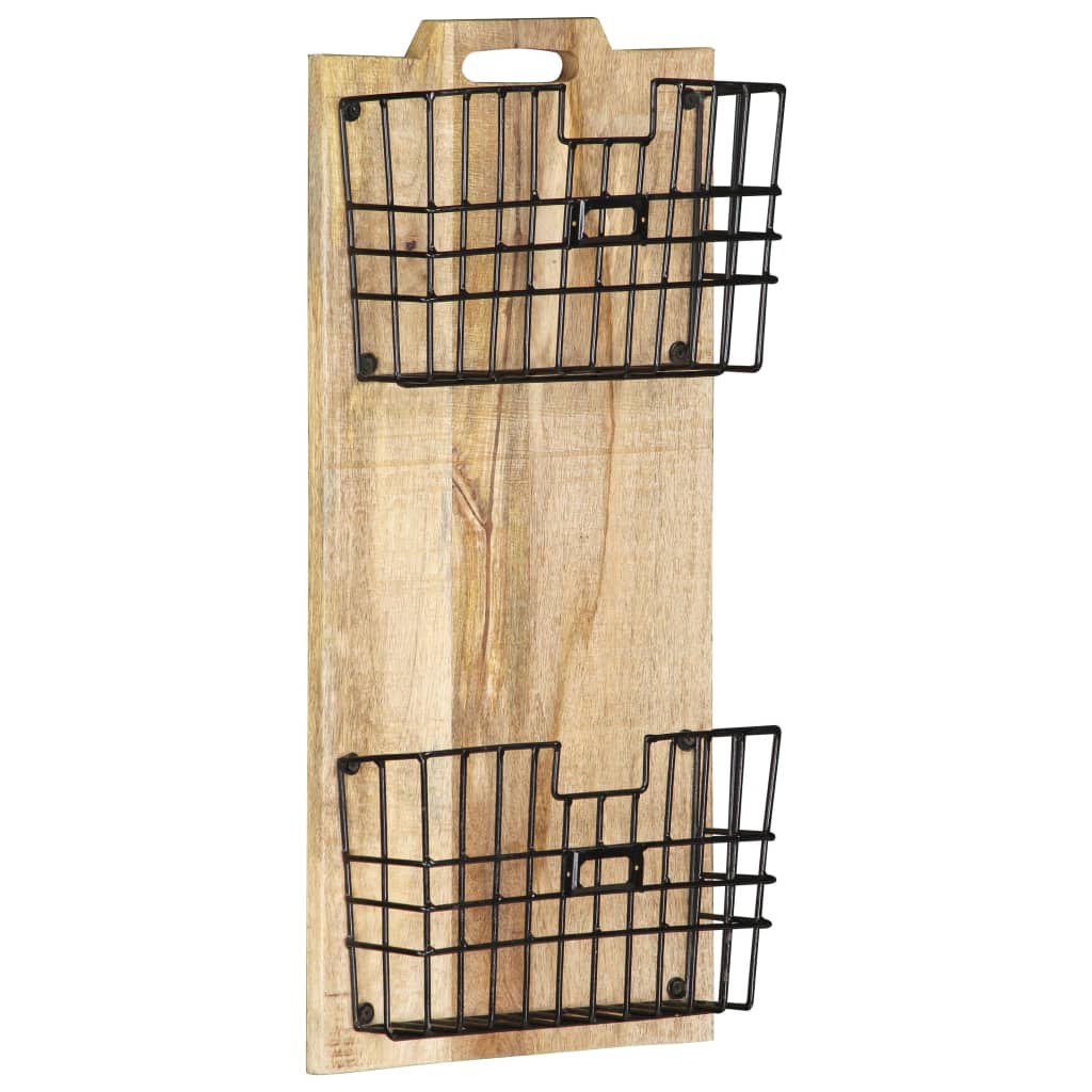 Prie sienos montuojamas stovas žurnalams, 33x10x67cm, mango