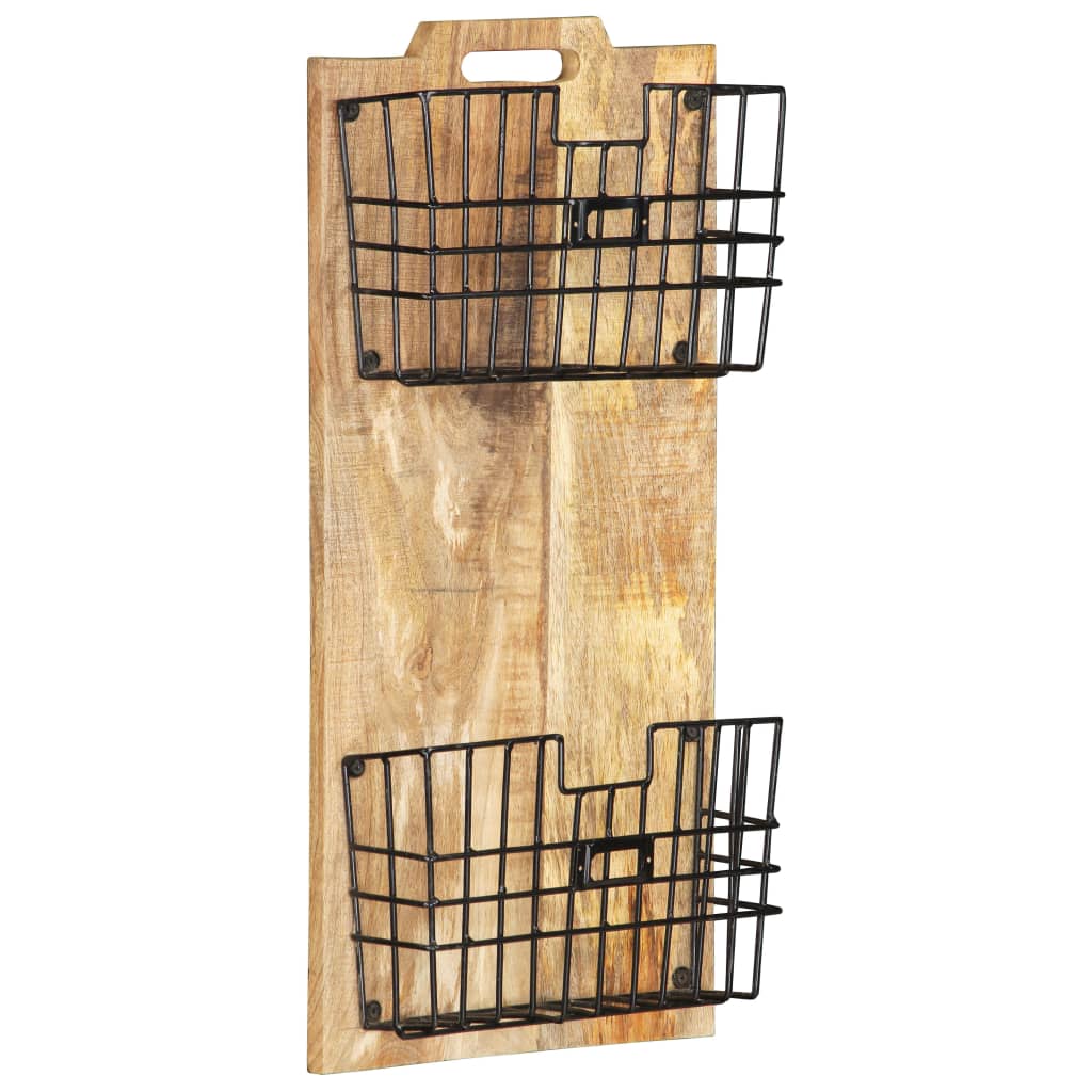 Prie sienos montuojamas stovas žurnalams, 33x10x67cm, mango