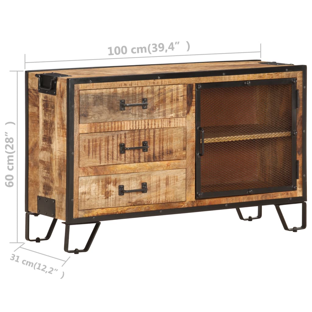 Sānu galds, 100x31x60 cm, neapstrādāta mango masīvkoksne