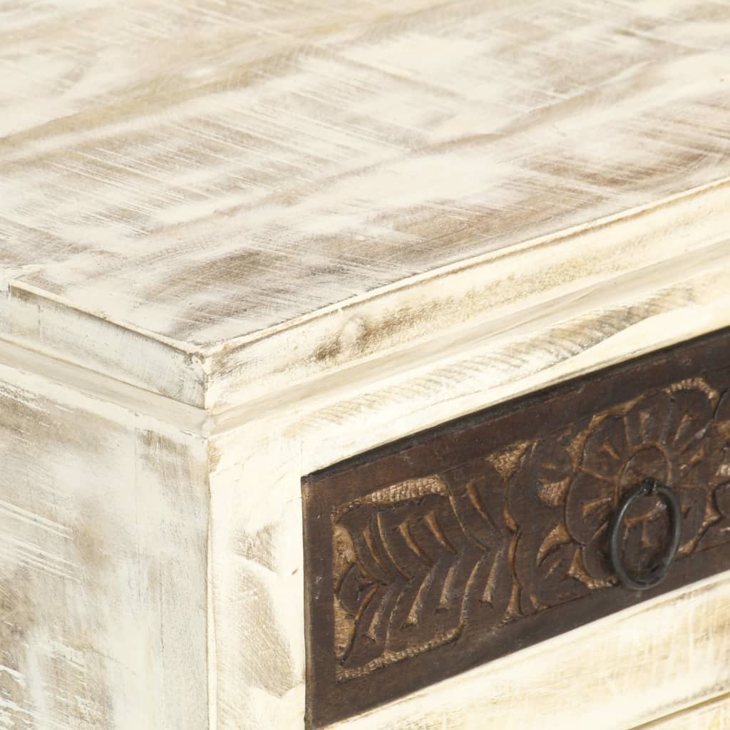 Bedside cabinet, white, 40x30x50cm, solid mango wood