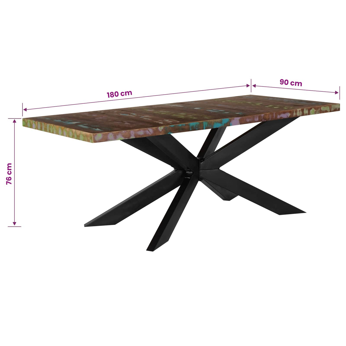 Valgomojo stalas, 180x90x76cm, perdirbtos medienos masyvas