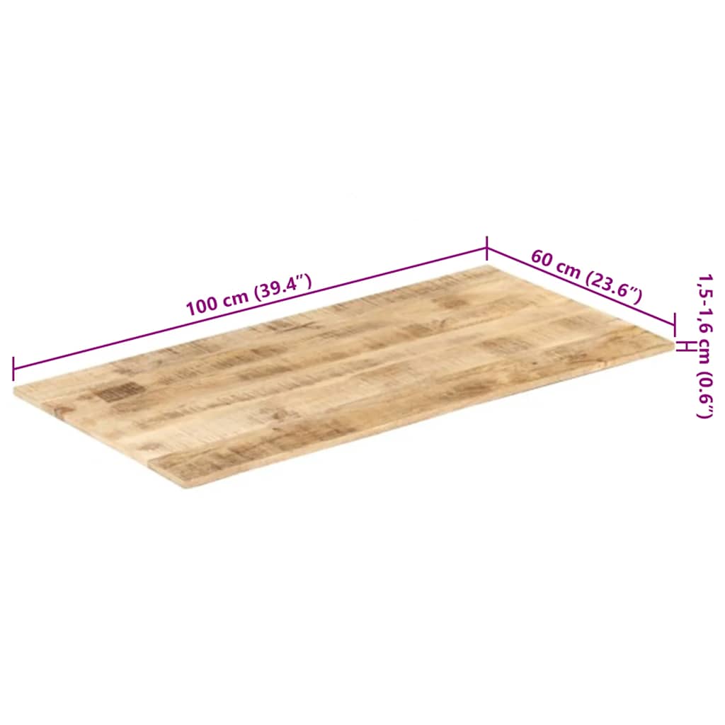 Worktop, 100x60cm, solid mango wood, 15-16mm
