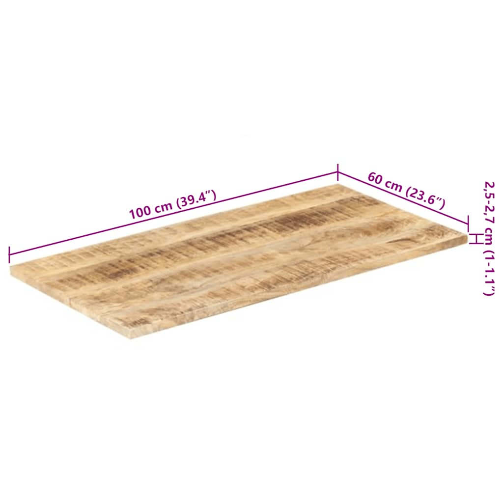 Worktop, 100x60cm, solid mango wood, 25-27mm