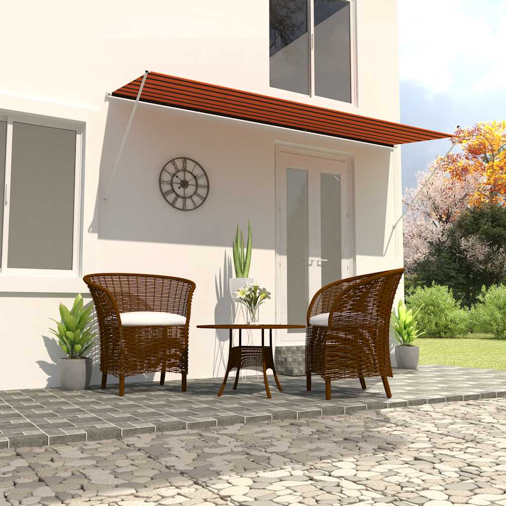 Retractable awning, orange and brown, 400x150cm