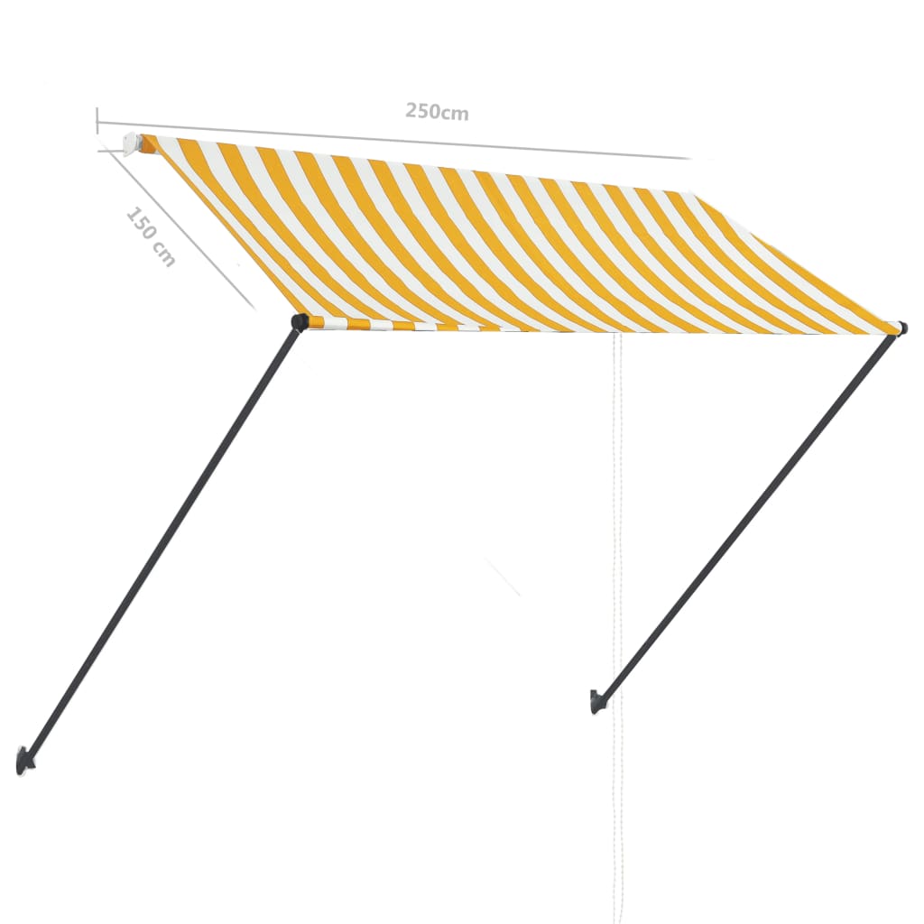 Ištraukiama markizė su LED, geltona ir balta, 250x150cm