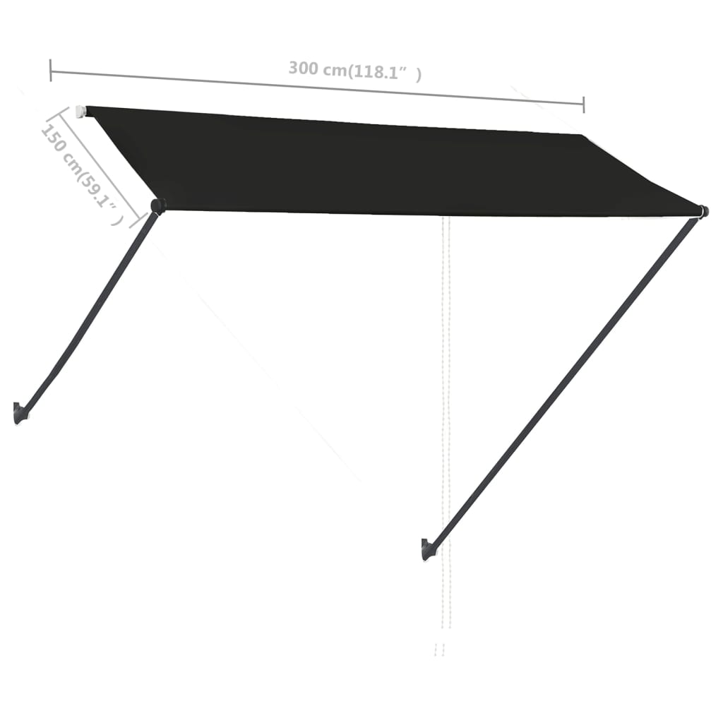 Ištraukiama markizė su LED, antracito spalvos, 300x150cm
