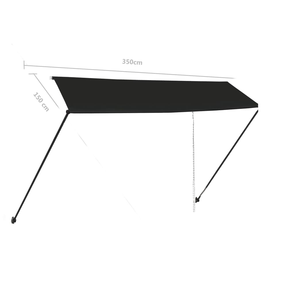 Ištraukiama markizė su LED, antracito spalvos, 350x150cm