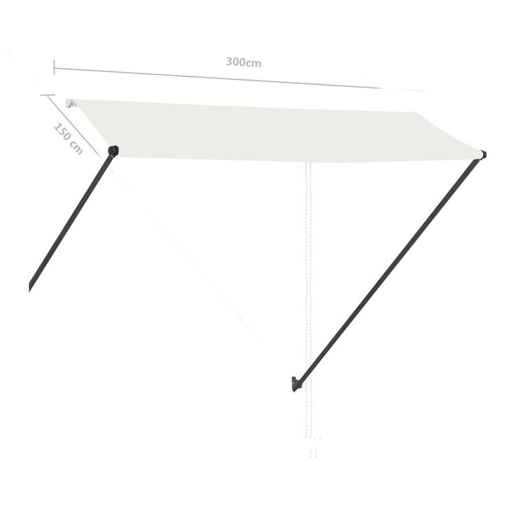 Ištraukiama markizė su LED, kreminės spalvos, 300x150cm