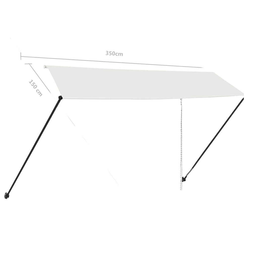 Ištraukiama markizė su LED, kreminės spalvos, 350x150cm