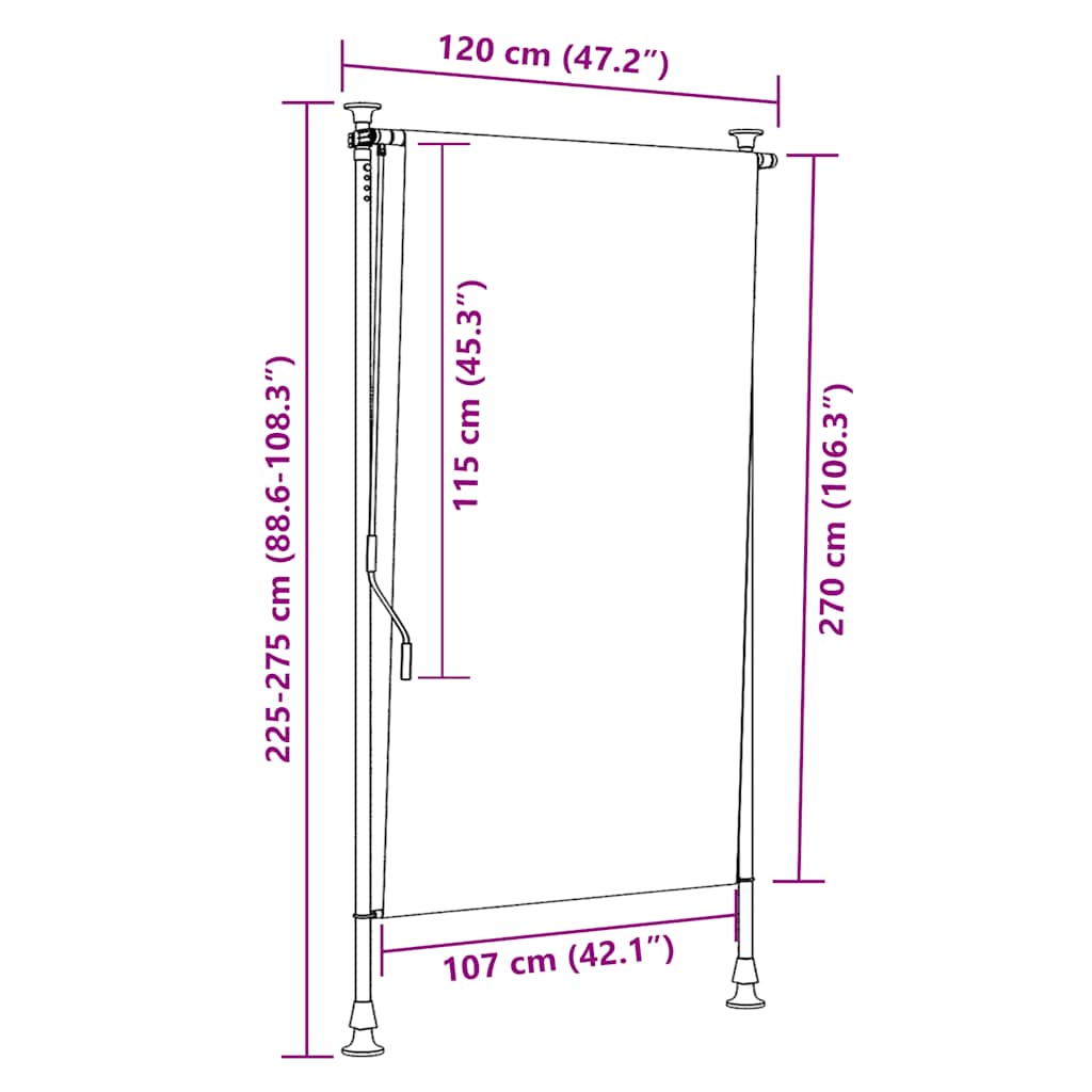 Outdoor blind, anthracite, 120x270cm