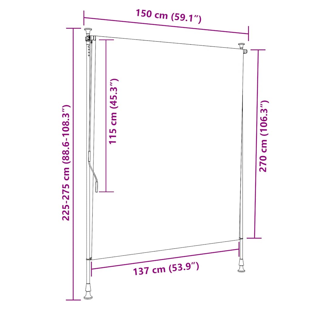 Outdoor roller blind, anthracite, 150x270cm