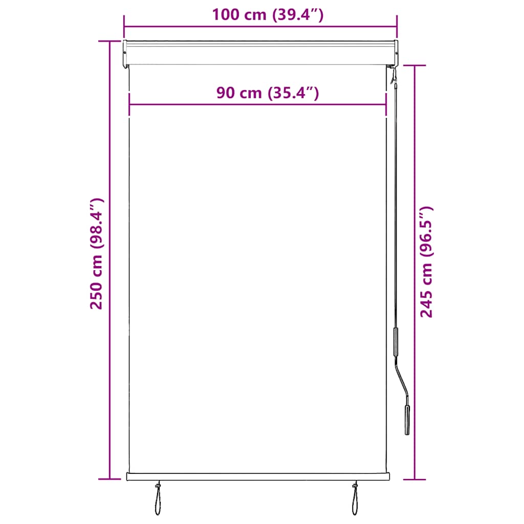 Lauko roletas, antracito spalvos, 100x250cm