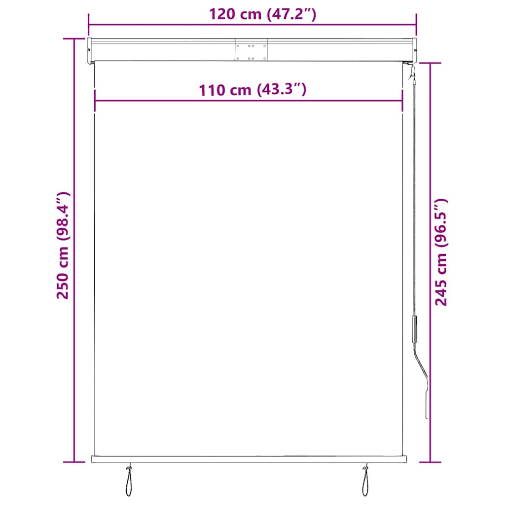 Lauko roletas, baltos ir oranžinės spalvų, 120x250cm