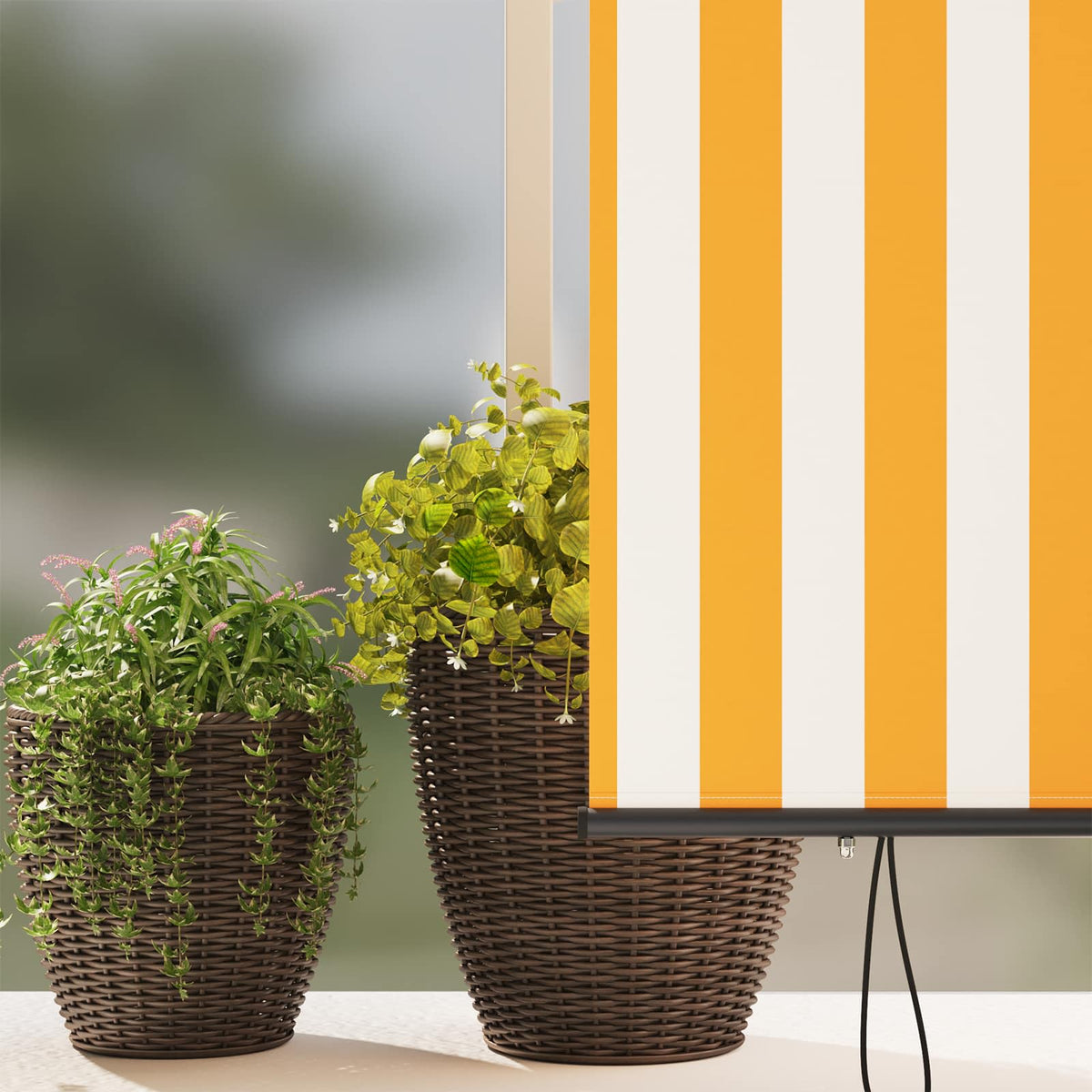 Lauko roletas, baltos ir oranžinės spalvų, 140x250cm