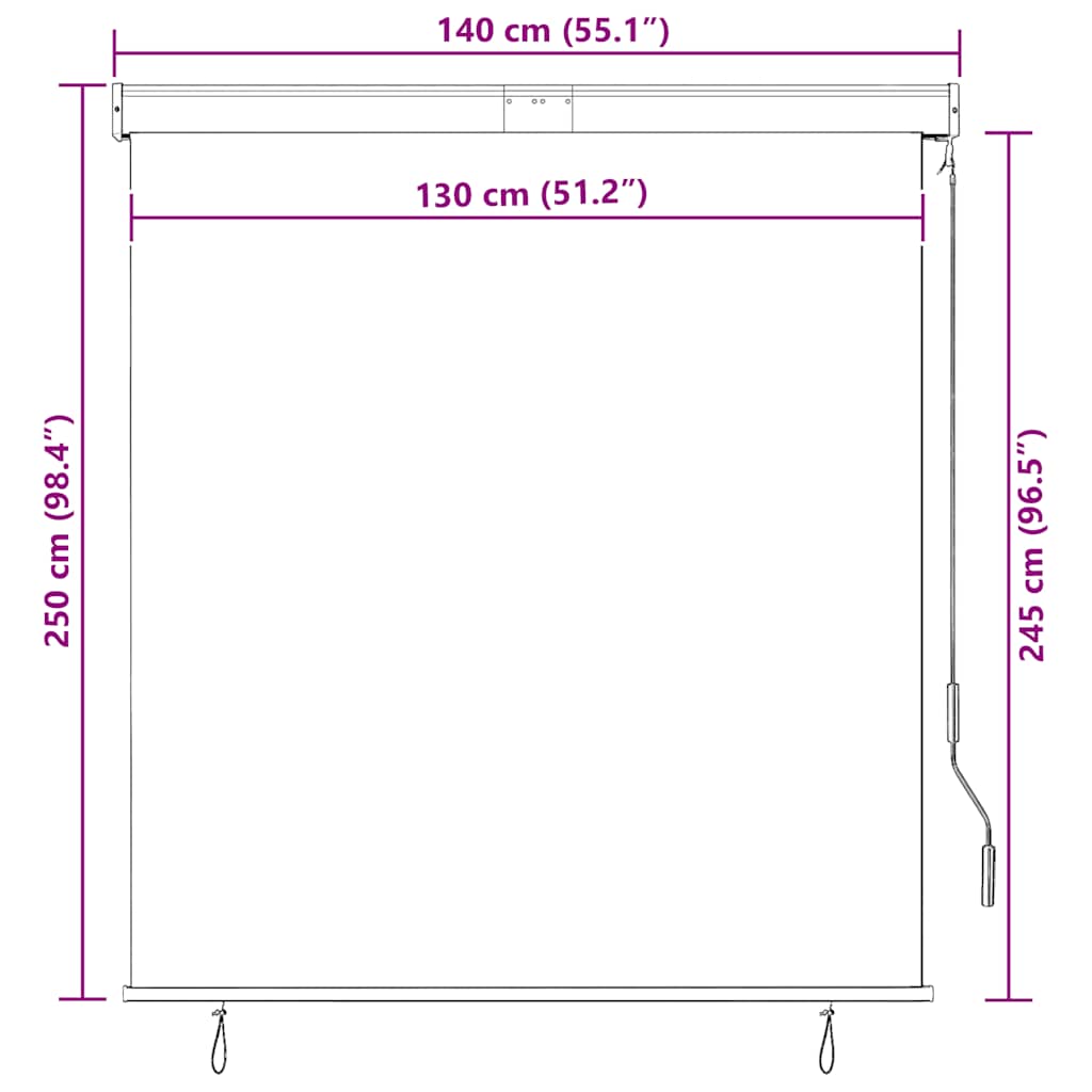 Outdoor roller blind, 140x250 cm, cream