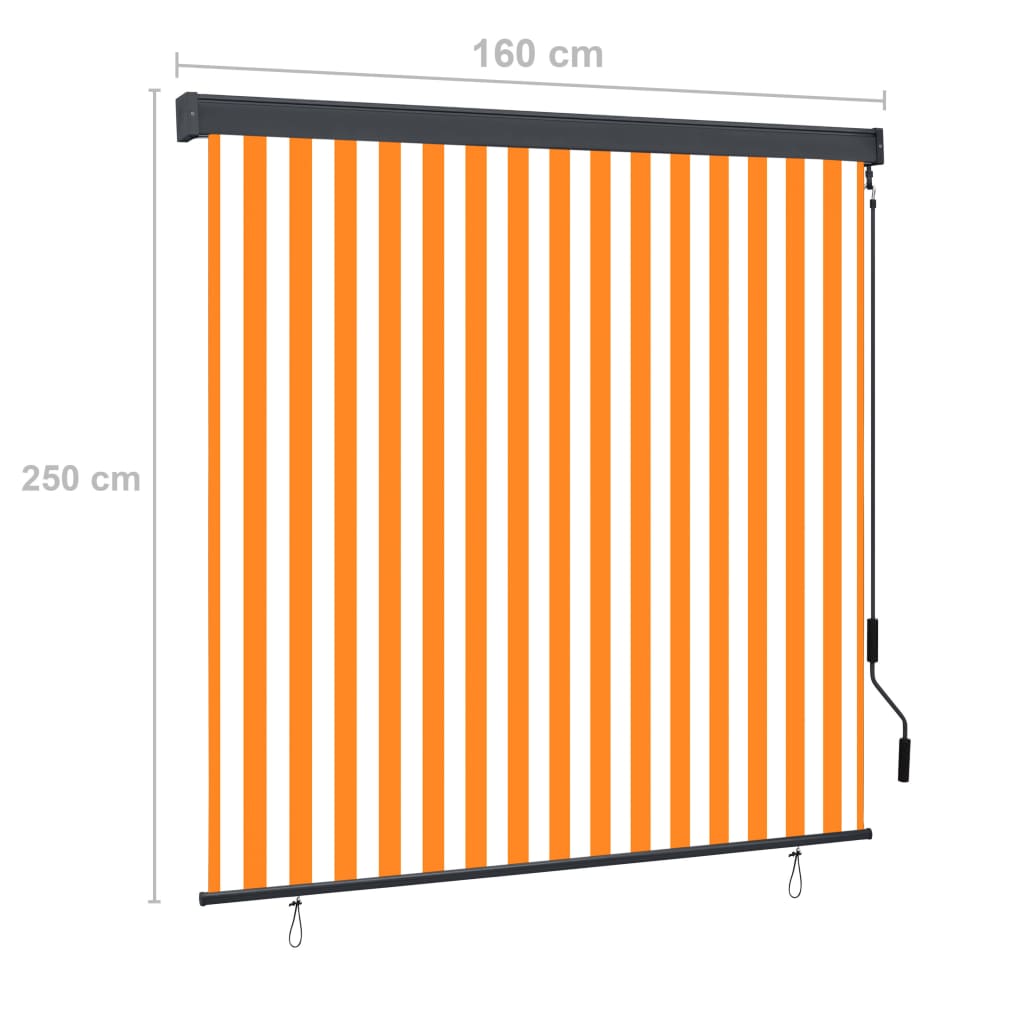 Lauko roletas, baltos ir oranžinės spalvų, 160x250cm