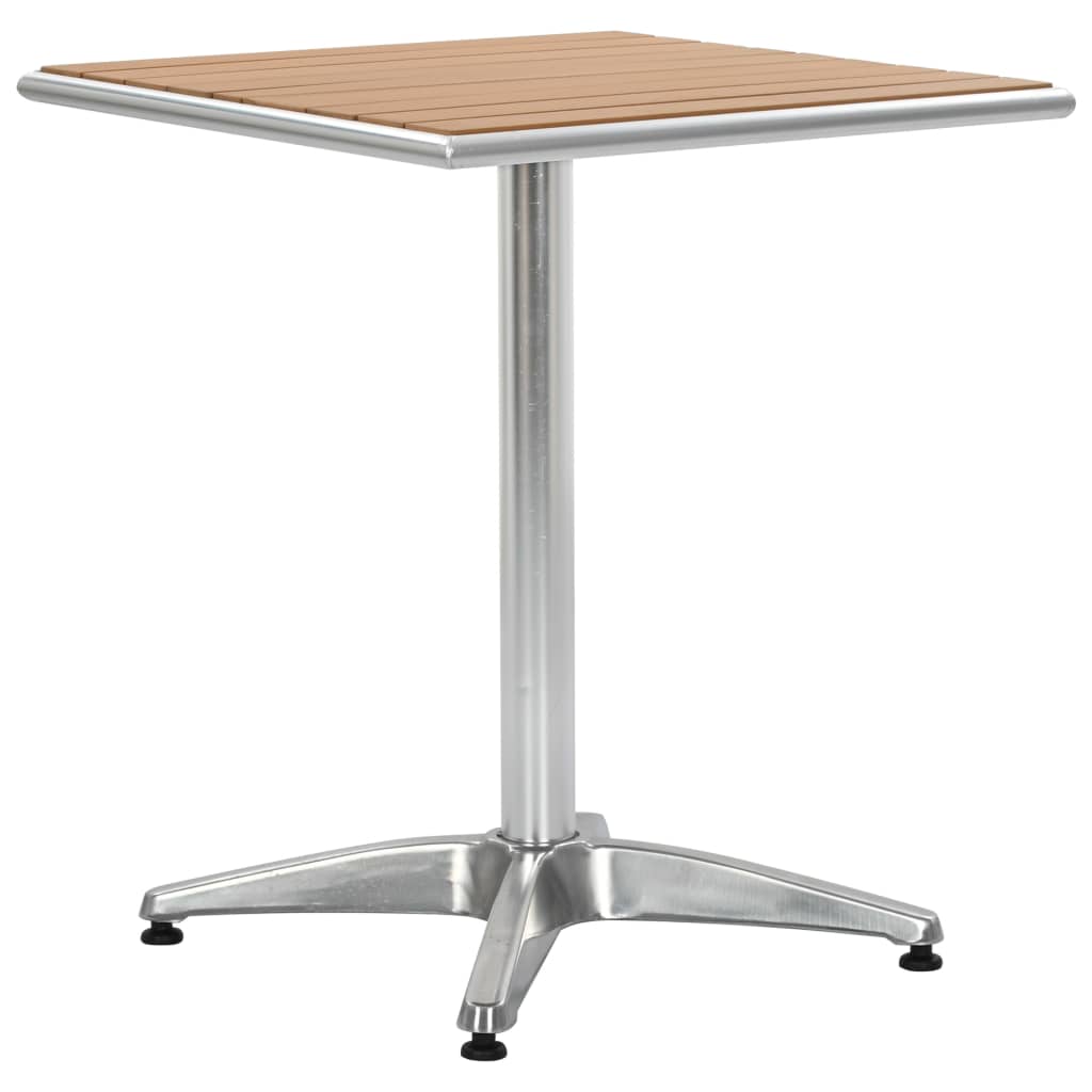 Garden table, silver, 60x60x70cm, aluminium and WPC