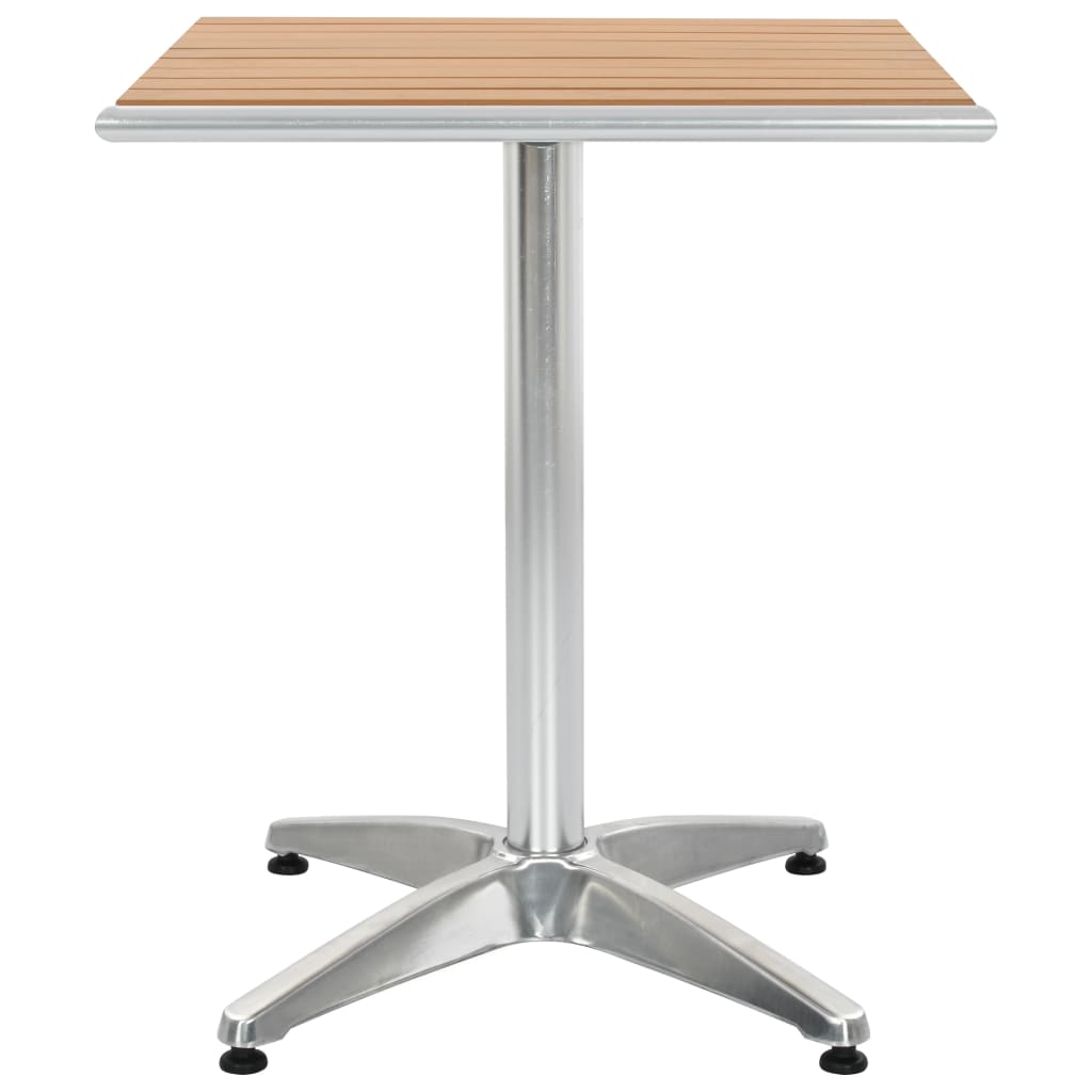 Garden table, silver, 60x60x70cm, aluminium and WPC