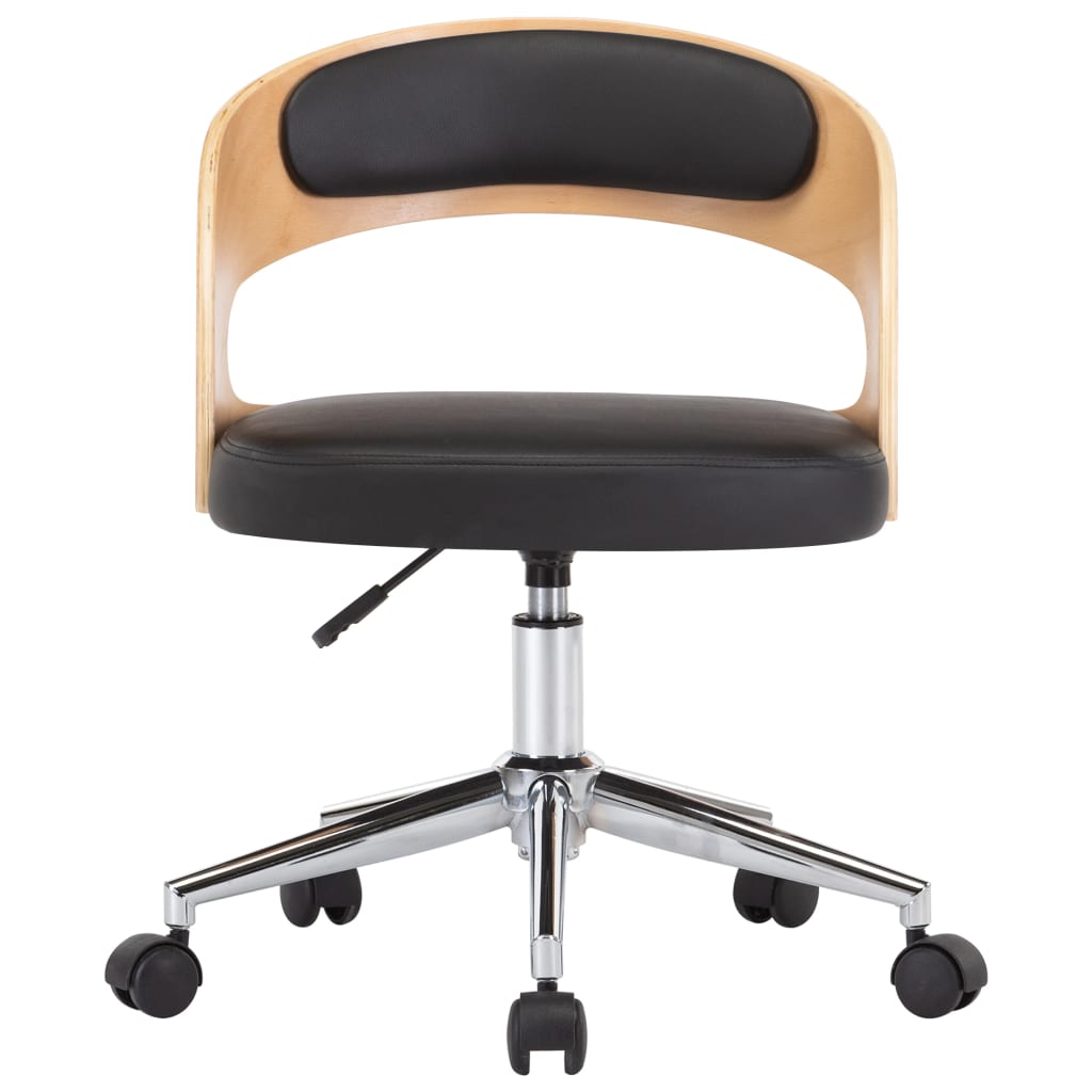 Swivel dining chair, black, bentwood and faux leather