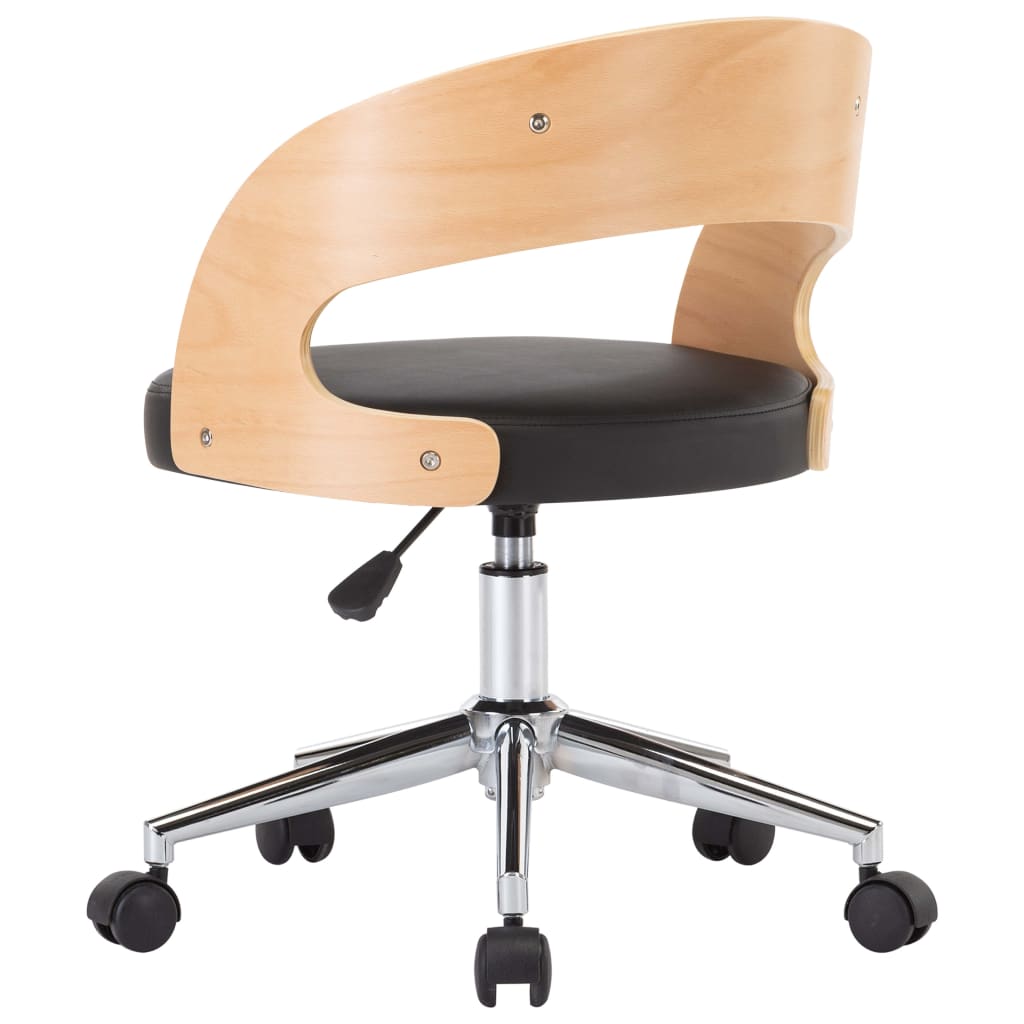 Swivel dining chair, black, bentwood and faux leather