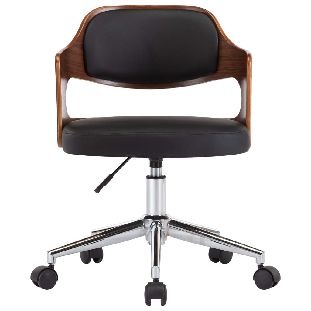 Swivel dining chair, black, bentwood and faux leather