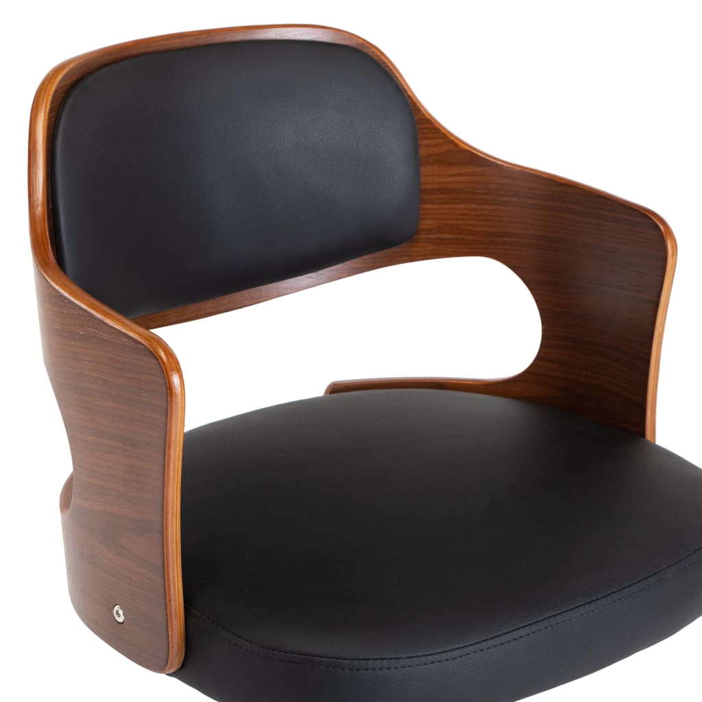 Swivel dining chair, black, bentwood and faux leather