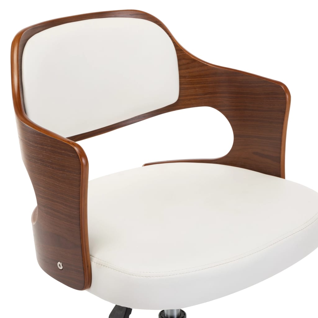 Swivel dining chair, white, bent wood and faux leather