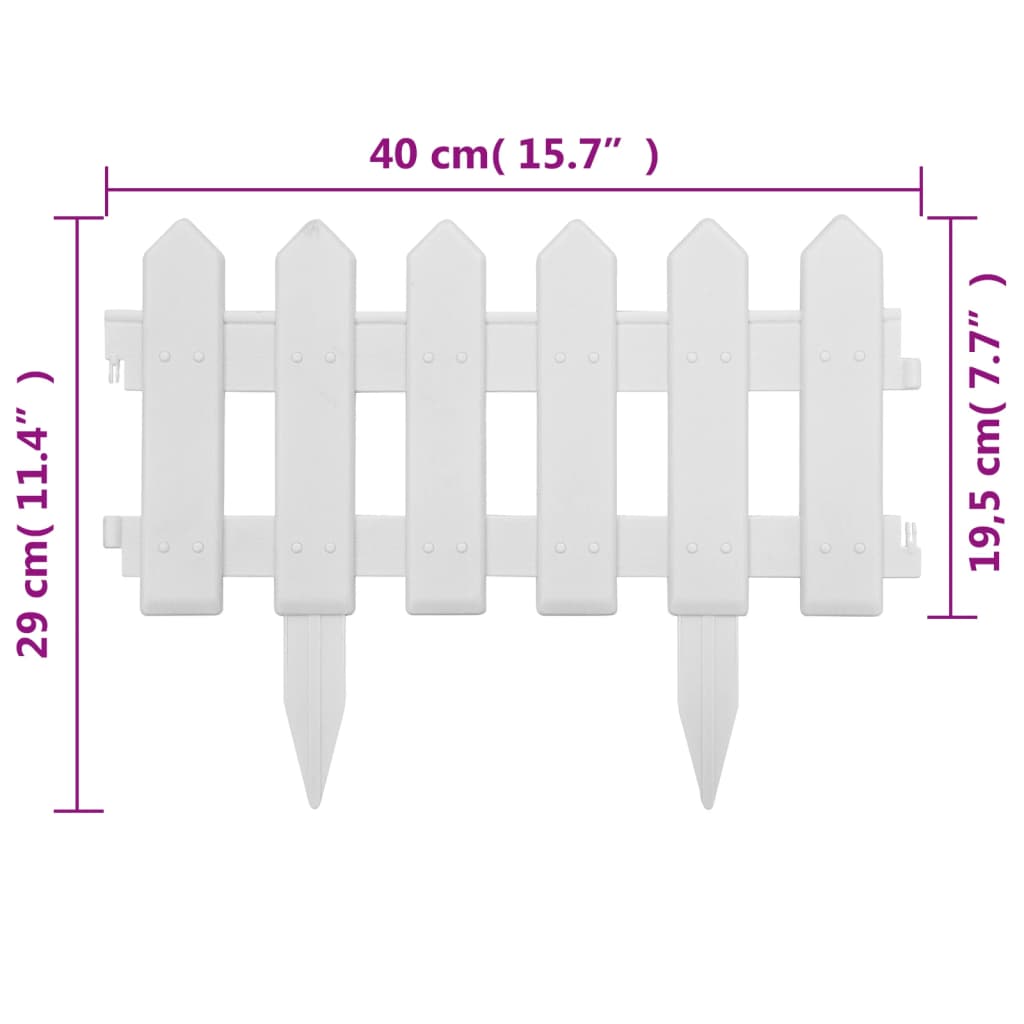 Lawn edging, 25 pcs, white, 10m, PP