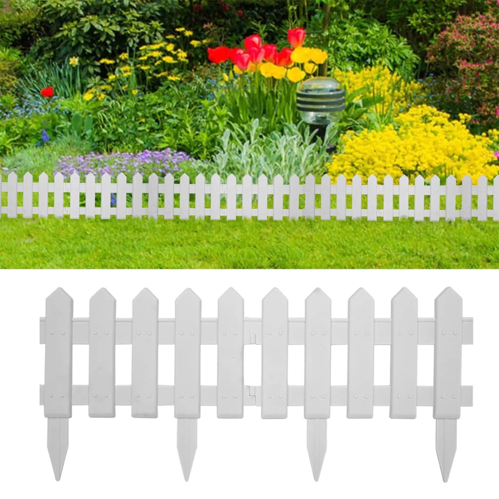 Lawn edging, 25 pcs, white, 10m, PP