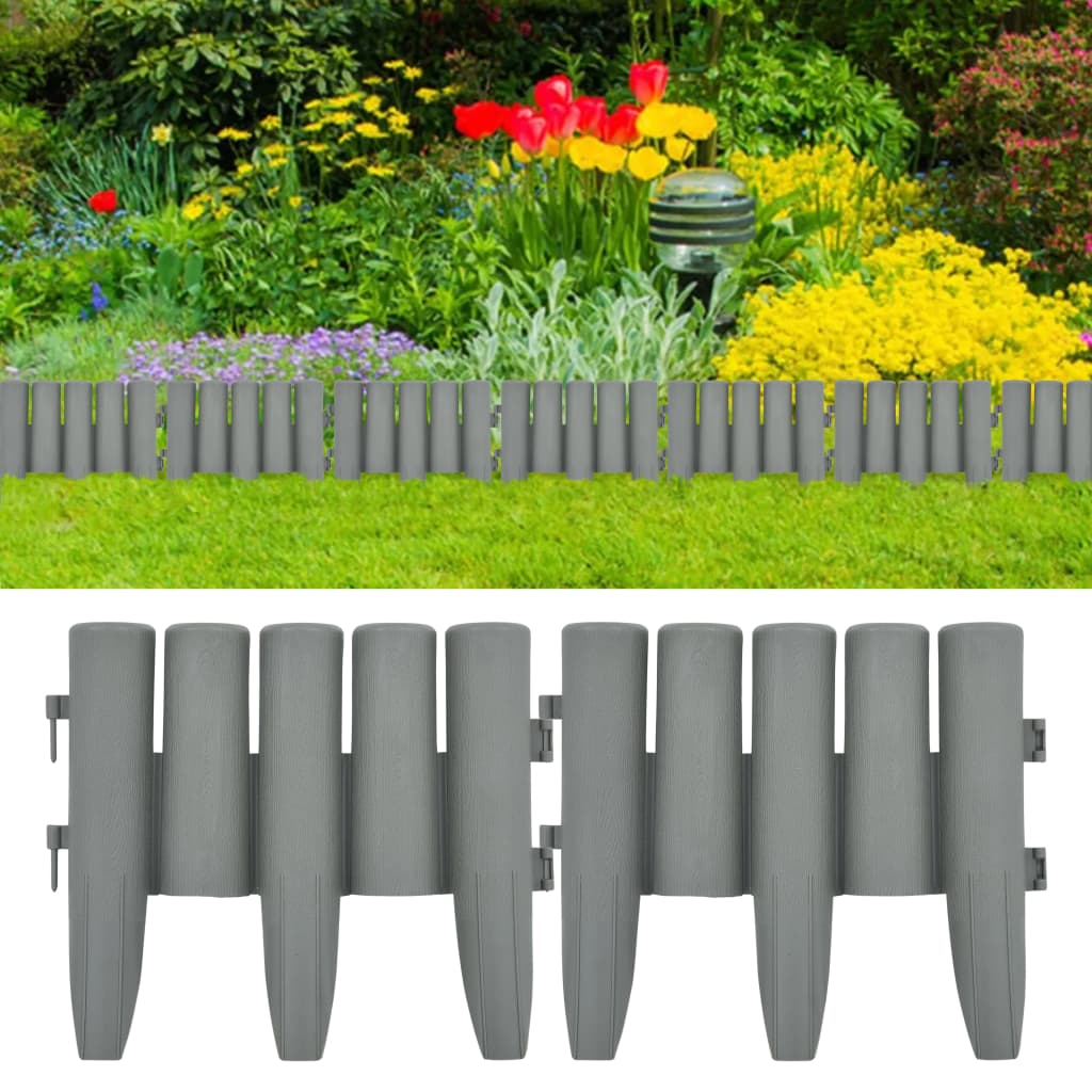 Lawn edgings, 36 pcs, grey, 10m, PP