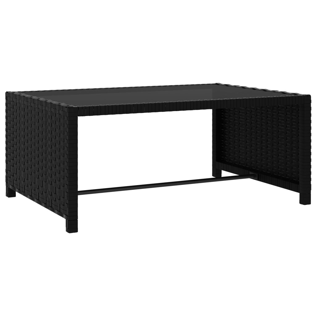 Sun loungers with table, 2 pcs., black, poly rattan